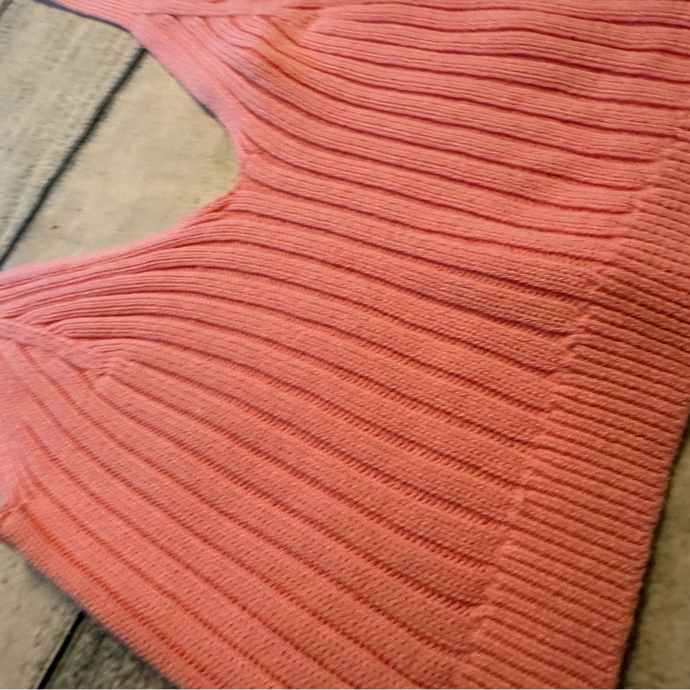 Aerie pink coral ribbed knit tank top. M - Picture 2 of 7